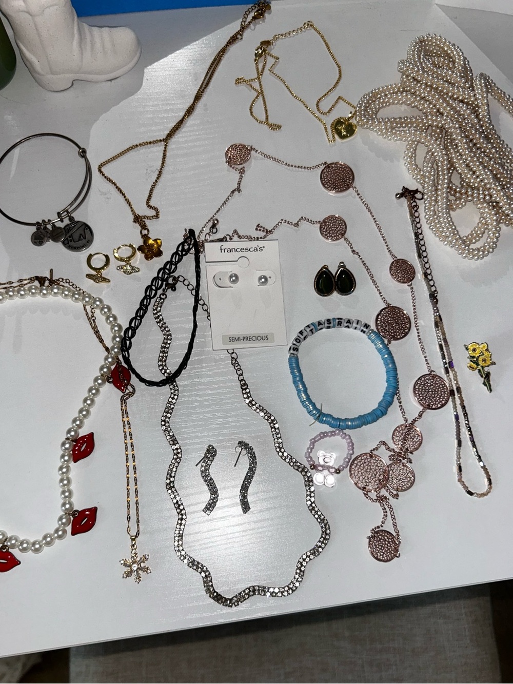 Francesca's Blue Beaded & Pearl Mixed Necklace Set